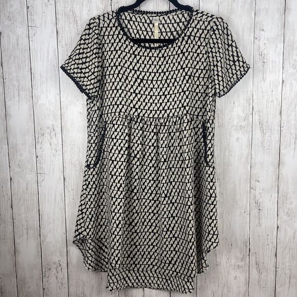 Uncle Frank Dresses & Skirts - Uncle Frank Tunic Dress Women Sz S Black Cream Heart Print Feminine Romantic Top